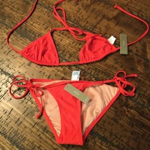 J. Crew red string bikini, small, NWT!